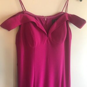 Adrianna Papell long magenta of the shoulder dress